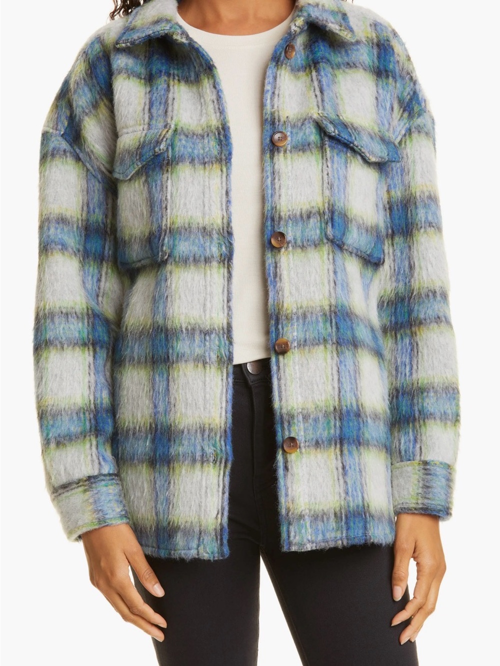 Rails Turner Jacket – Cobalt Lime Smoke Wool Blend Shacket Sz large